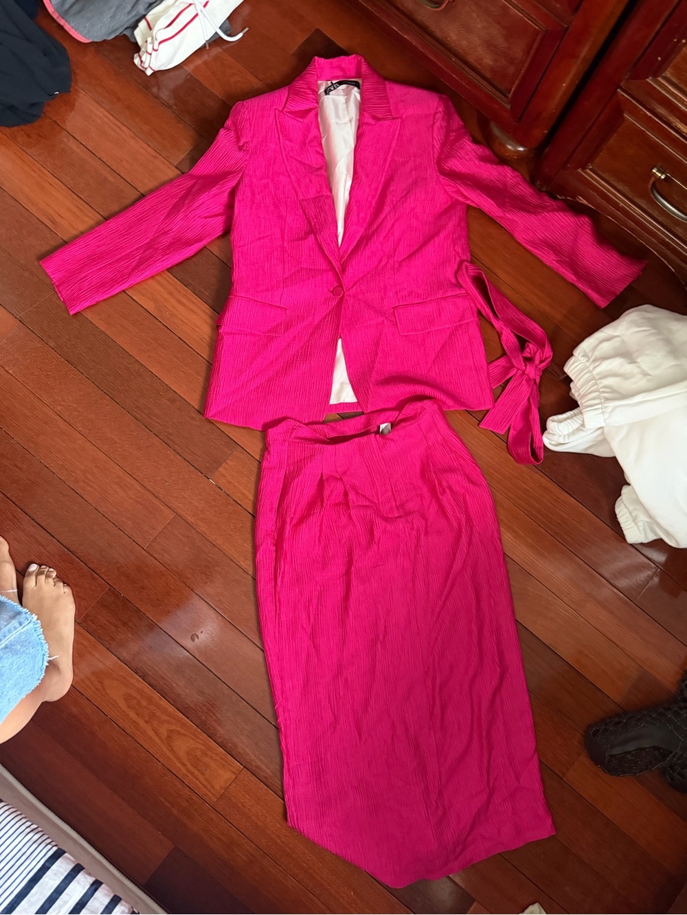 Women’s Hot Pink Two-Piece Blazer and Skirt Set